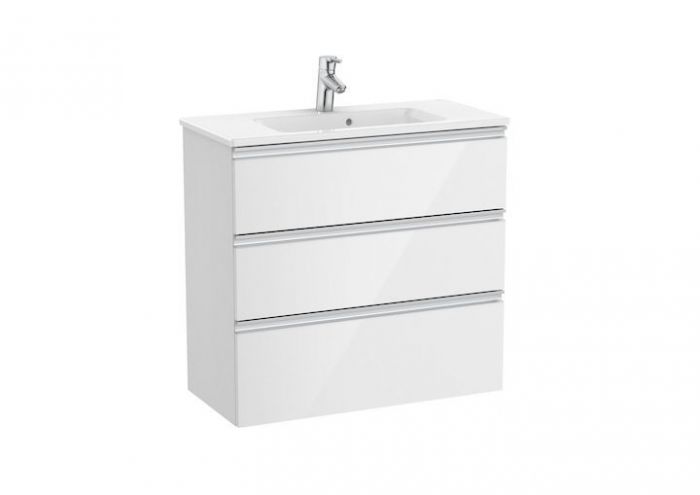 Zestaw łazienkowy 805 x 380 x 759 mm biały połysk ROCA GAP-N COMPACTO szafka z 3 szufladami z umywalką 80 cm | A851499806