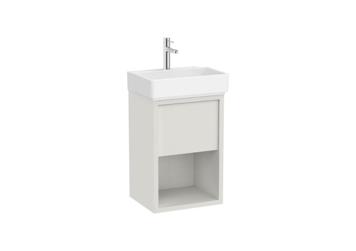 Zestaw szafka z umywalką Compacto 360 x 600 biały mat z 1 szufladą i półką 45 cm ROCA Unik  | A852023558