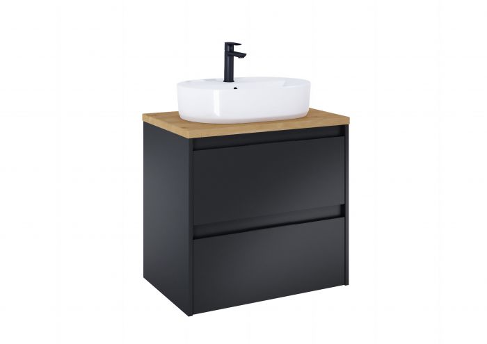 Szafka podumywalkowa płyta wiórowa 690 x 460 x 565 czarna mat z 2 szufladami ROCA ALPINE w komplecie: blat A857891464 + szafka A857864532  | A852040532