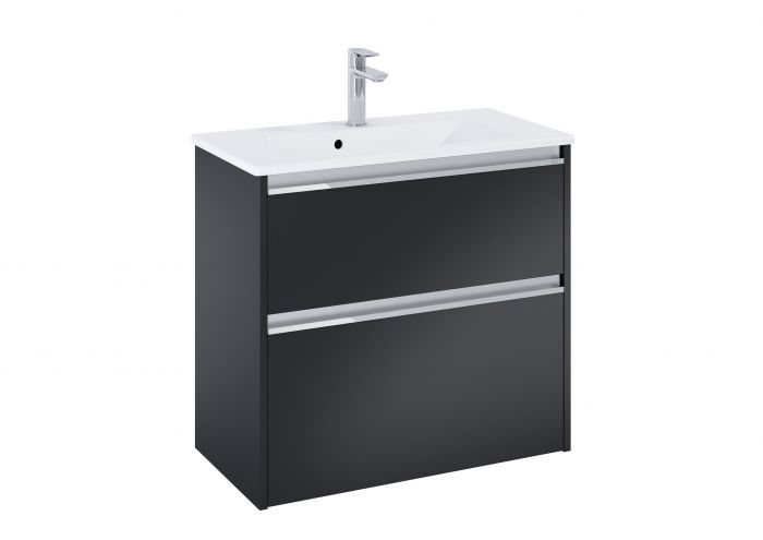 Zestaw meblowy compact slim wąski 711 x 380 x 650 mm czarny mat ROCA GAP PRO UNIK w komplecie: umywalka z minimalistycznym rantem o wysokości 2 cm, szafka bez uchwytów | A852068532
