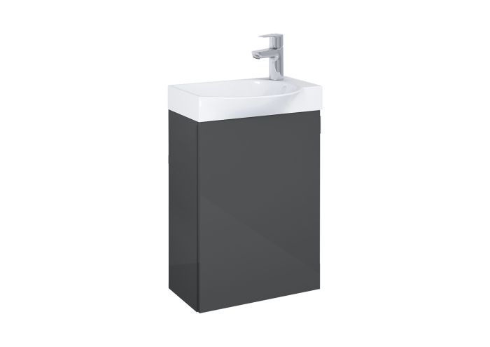 Zestaw łazienkowy UNIK 45cm płyta wiórowa, ceramika sanitarna 341 x 596 mm szary antracyt ROCA RAVELL umywalka z szafką z 1 drzwiami | A852448153
