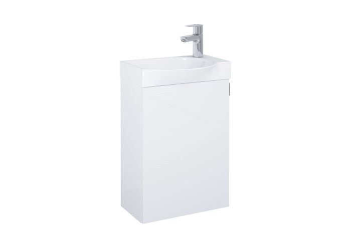 Zestaw łazienkowy UNIK płyta wiórowa, ceramika 341 x 596 mm biały połysk ROCA RAVELL z 1 drzwiami i z funkcją cichego zamykania drzwi | A852448806