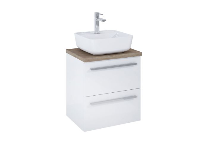 Zestaw łazienkowy 50 cm z blatem oraz umywalką nablatową 400 x 688 mm biały połysk ROCA KWADRO UNIK | A852450806