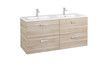 Zestaw łazienkowy 1185 x 450 x 565 mm brzoza ROCA VICTORIA BASIC UNIK szafka z 4 szufladami z umywalką podwójną 120 cm z 2 otworami na baterie, z zestawem montażowym | A855850422