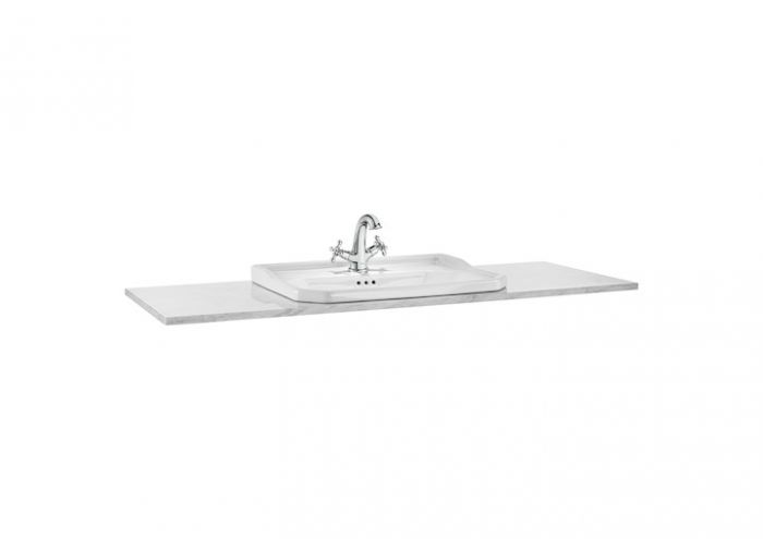 Blat meblowy marmurowy 1300 x 495 mm biały centralne położenie umywalki ROCA CARMEN | A857142420