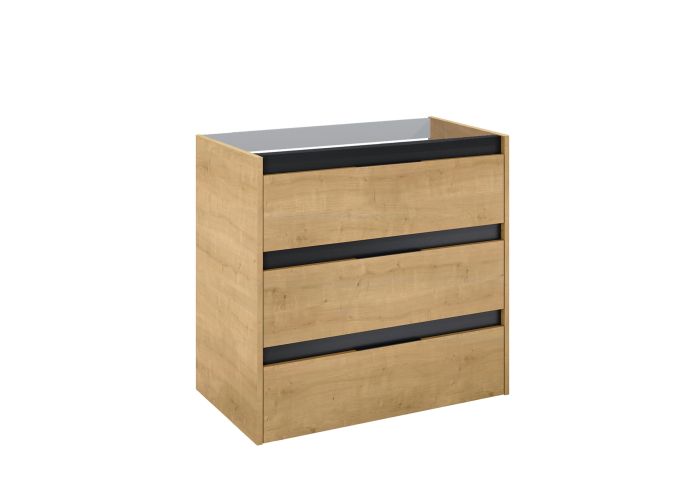 Szafka łazienkowa z 3 szufladami płyta wiórowa 785 x 452 x 740 mm jasny dąb do kompletacji z umywalką Victoria lub blatem ROCA ALPINE | A857868464