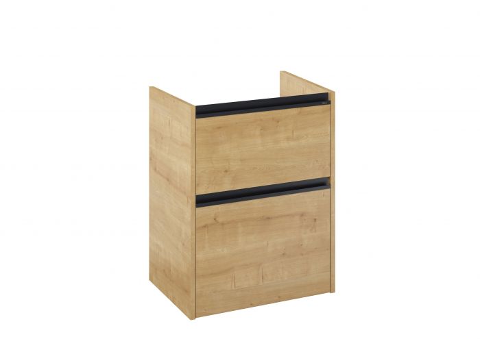 Szafka łazienkowa 591 x 460 x 663 mm jasny dąb z 2 szufladami (do kompletacji z blatem i wybranym uchwytem) ROCA | A857896464