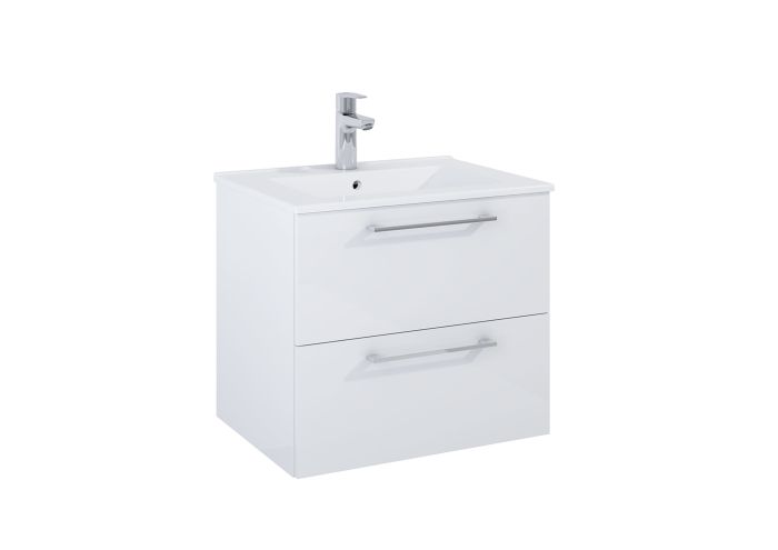 Szafka łazienkowa do kompletacji z umywalką Hebe slim płyta wiórowa 456 x 596 x 530 mm biały połysk ROCA ROMA | A857949806