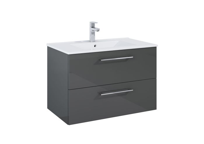 Szafka łazienkowa do kompletacji z umywalką Hebe slim płyta wiórowa 456 x 796 x 530 mm szary antracyt ROCA ROMA | A857950153