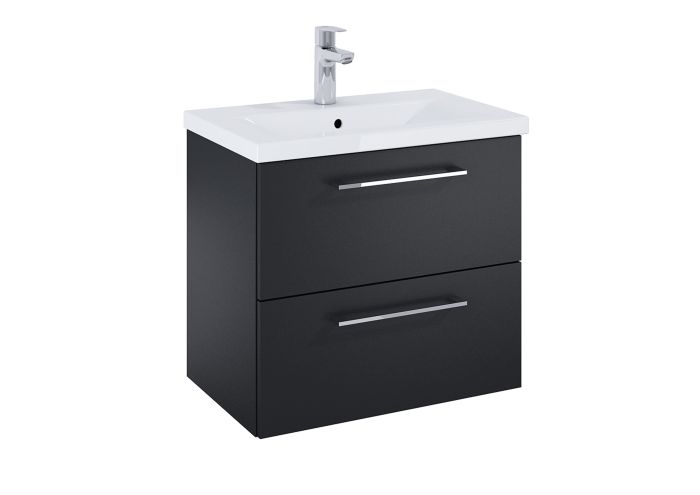 Szafka łazienkowa do kompletacji z umywalką Hebe płyta wiórowa 384 x 596 x 530 mm czarny mat ROCA ROMA COMPACT | A857952532
