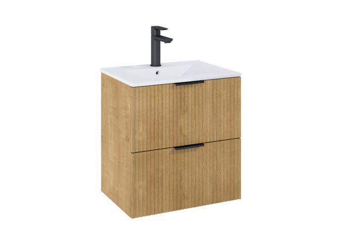 Szafka łazienkowa 60 cm do kompletacji z umywalką Hebe slim MDF jasny dąb ROCA REEF | A857954464