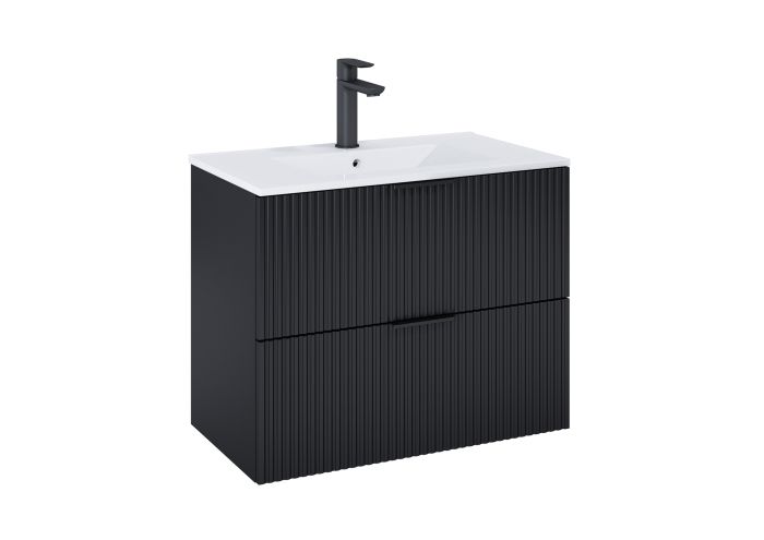 Szafka łazienkowa podumywalkowa wisząca 800 x 635 x 452 mm czarny mat ROCA Reef | A857955532
