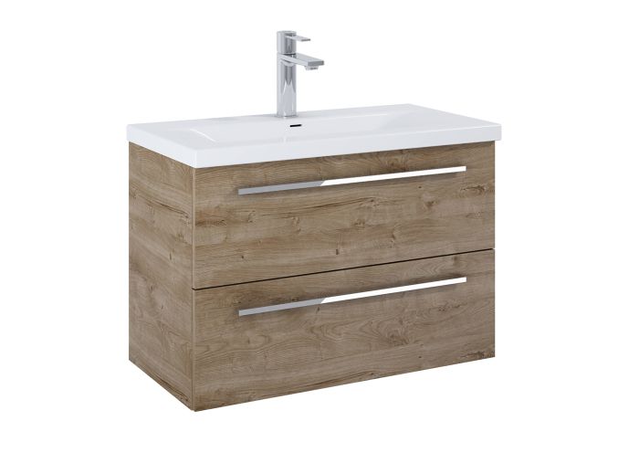 Szafka łazienkowa do kompletacji z umywalką Hebe płyta wiórowa 384 x 530 mm dąb canela o szerokości 80 cm ROCA KWADRO | A857970808