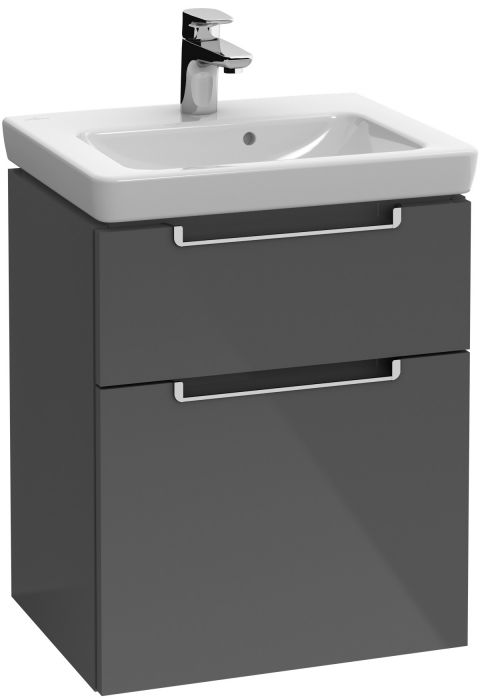 Szafka podumywalkowa podwieszana 485 x 380 x 590 mm glossy white 2 elementy wysuwane z uchwytami w kolorze chrom błyszczący VILLEROY & BOCH Subway 2.0 | A90710DH