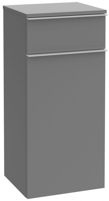 Szafka wisząca boczna z płyty wiórowej 404 x 372 x 866 mm white matt 1 drzwiczki, 1 szuflada z powierzchnią niepoślizgową, 1 półka szklana VILLEROY & BOCH Venticello | A95011MS