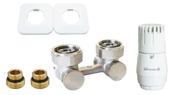 Zestaw instalacyjny kątowy do grzejników dolnozasilanych Vario Term SKALAR 3/4"  | SKAVGK