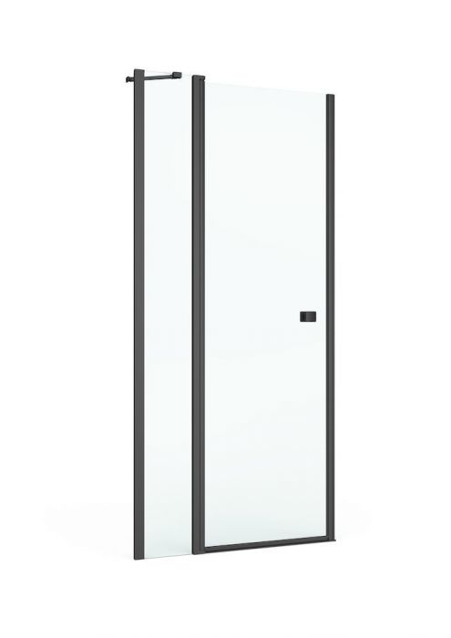 Drzwi skrzydłowe z polem stałym ROCA CAPITAL 1200 x 1950 mm czarna mat szkło hartowane transparentne z powłoką MaxiClean | AM4612016M