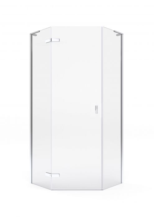 Kabina narożna pięciokątny ROCA METROPOLIS-N DIAMOND 900 x 2000 mm chrom szkło hartowane transparentne z powłoką MaxiClean | AMP1109012M