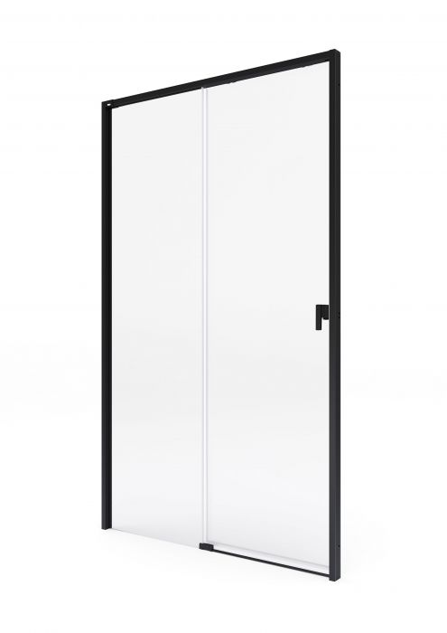 Drzwi przesuwne ROCA METROPOLIS-N 1400 x 2000 mm czarne szkło hartowane transparentne | AMP1314016M