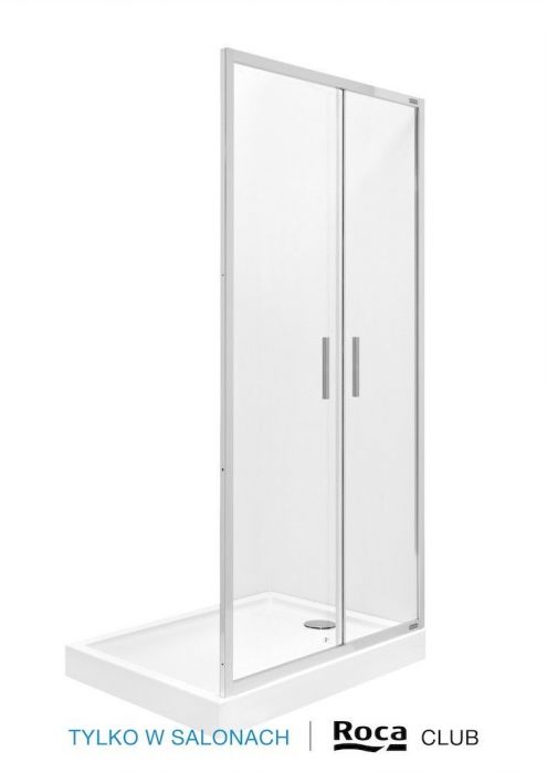 Drzwi bifold 2-częściowe ROCA 800 x 1950 mm chrom szkło hartowane transparentne z powłoką MaxiClean | AMP2408012M