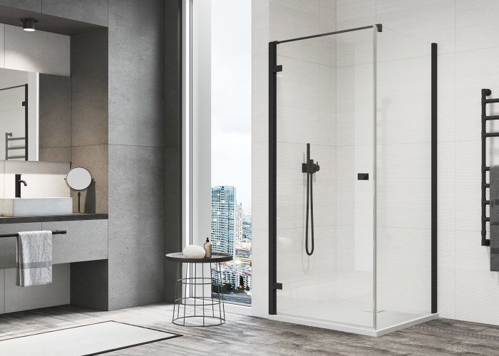 Ścianka boczna SANSWISS ANNEA ANT1 750 x 2000 mm czarne mat szkło hartowane przezroczyste z powłoką AQUAPERLE | ANT107500607