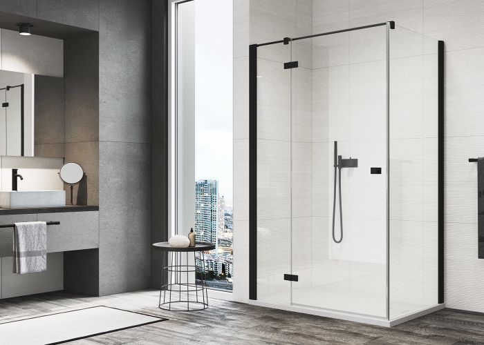 Ścianka boczna SANSWISS ANNEA ANT1 1200 x 2000 mm czarna mat szkło hartowane przezroczyste z powłoką AQUAPERLE | ANT112000607