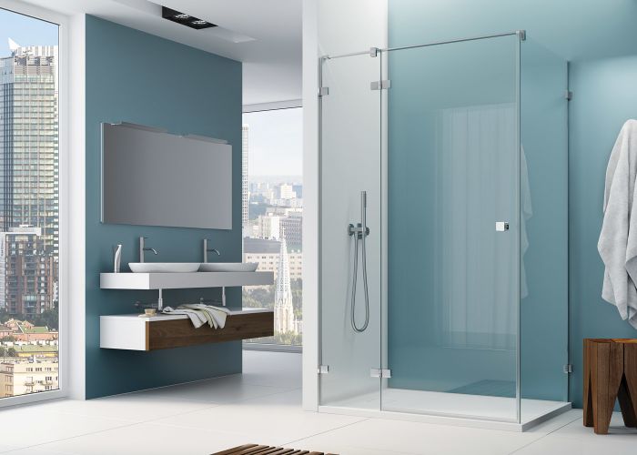 Ścianka boczna SANSWISS ANNEA ANTW1 800 x 2000 mm srebrna połysk szkło hartowane przezroczyste z powłoką AQUAPERLE | ANTW108005007