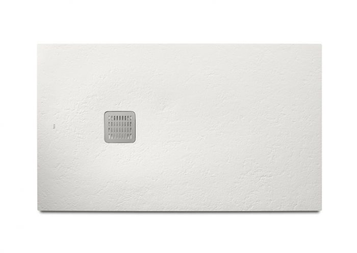 TERRAN brodzik kompozytowy STONEX prostokątny prysznicowy 100 x 90 x 2.6 cm średnica odpływu 90 mm biały z syfonem z osłoną ze stali szlachetnej