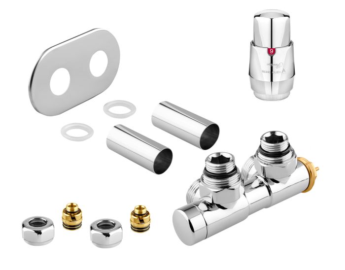 Zestaw termostatyczny PEX Vario Term TWINS All In One z głowicą PRESIGE chrom  | ATSGS0202CFKPPEX