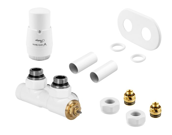 Zestaw termostatyczny PEX Vario Term TWINS All In One z głowicą PRESIGE biały  | ATSGS0206CFKPPEX