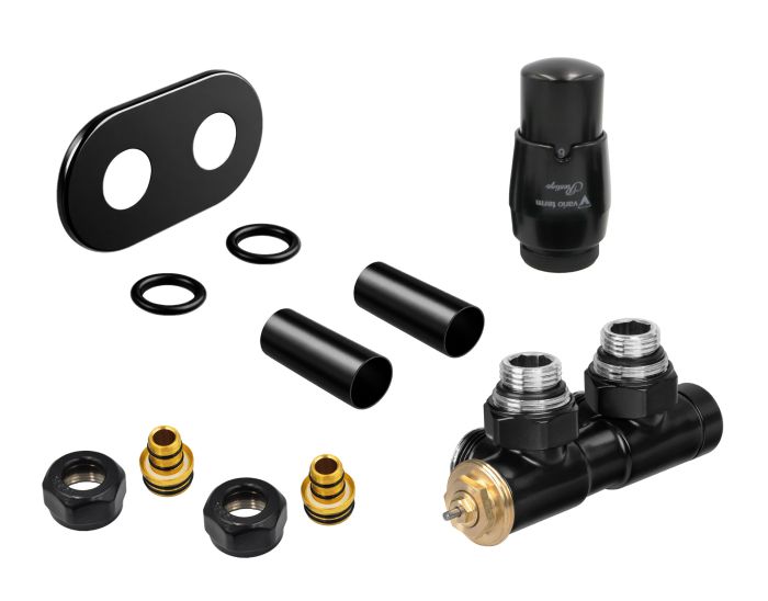 Zestaw termostatyczny PEX Vario Term TWINS All In One z głowicą PRESIGE czarny mat  | ATSGS0224CFKLPEX