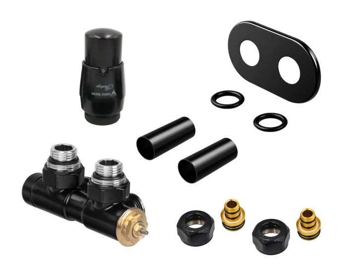 Zestaw termostatyczny PEX Vario Term TWINS All In One z głowicą PRESIGE czarny mat  | ATSGS0224CFKPPEX