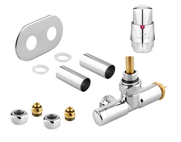 Zestaw termostatyczny kątowy, prawy PEX Vario Term UNICO All In One  z głowicą PRESTIGE chrom  | AUGS0202CFKPPEX