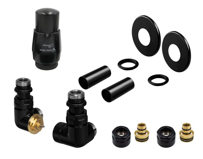 Zestaw termostatyczny osiowy, lewy PEX Vario Term VISION All In One z głowicą PRESTIGE czarny mat  | AVIGS0224CFKLPEX