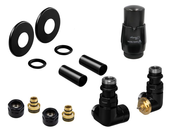 Zestaw termostatyczny osiowy, prawy PEX Vario Term VISION All In One z głowicą PRESTIGE czarny mat  | AVIGS0224CFKPPEX