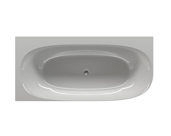 Wanna przyścienna prawa RIHO VITALLE VitaLux 1700 800 x 580 mm biały połysk z korkiem klik-klak i nakładką na przelew   | B097008005