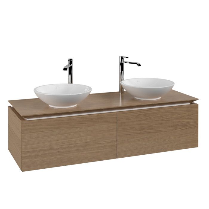 Szafka podumywalkowa do dwóch umywalek podwieszana 1400 x 380 x 500 mm nordic oak 2 elementy wysuwane VILLEROY & BOCH Legato | B59100VJ