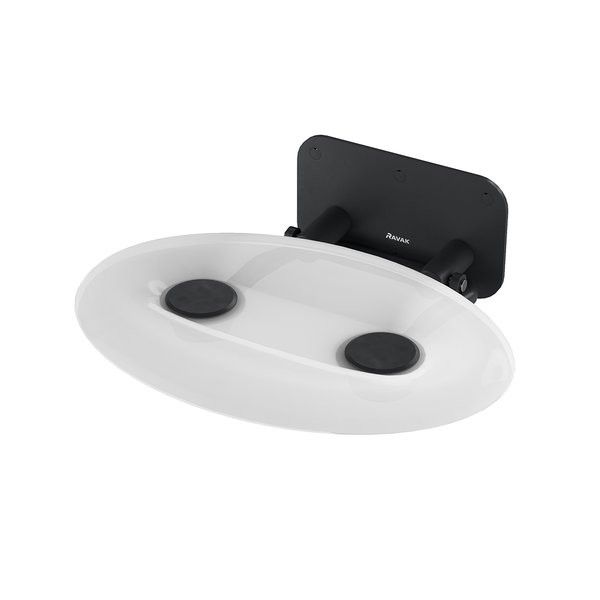 Siedzisko 410 x 350 mm prysznicowe ze stali nierdzewnej RAVAK OVO P II Opal/Black | B8F0000057