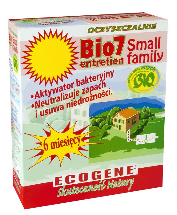 Preparat biologiczny BIO 7 Entretien Osadniki utrzymuje prawidłową pracę przydomowej oczyszczalni ścieków 480g/6 saszetek