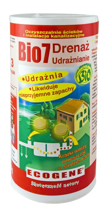 Preparat bakteryjny BIO 7 Drenaż udrażnianie zapobiega zapychaniu się drenażu i studzienek rewizyjnych 600g