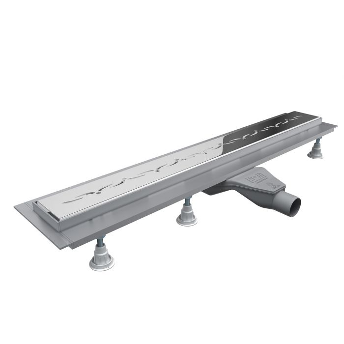 Odpływ prysznicowy liniowy SCHEDPOL BASE-LOW z maskownicą STAMP z syfonem Schedpol w zestawie z aluminium anodowanego STANDARD PLUS 700 x 80 x 70 mm | OLSP70STLOW