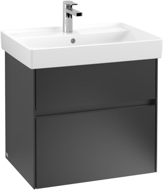 Szafka podumywalkowa wisząca drewniana 604 x 444 x 546 mm black matt lacquer 2 szuflady z powierzchnią niepoślizgową VILLEROY & BOCH Collaro | C00900PD