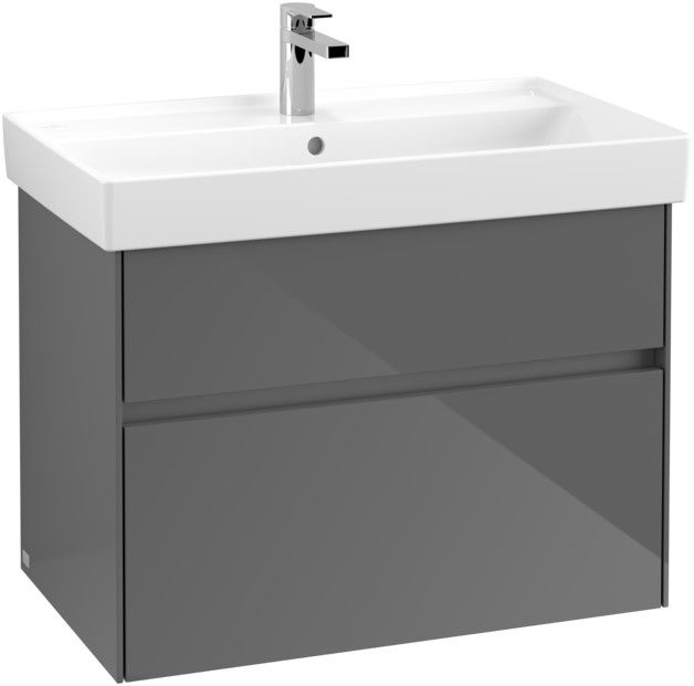 Szafka podumywalkowa wisząca MDF 754 x 444 x 546 mm glossy grey 2 elementy wysuwane VILLEROY & BOCH Collaro | C01000FP