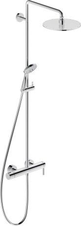 Zestaw prysznicowy DURAVIT C.1 ścienny słuchawka średnica: 120 mm, głowica średnica: 240 mm, ramię: 350 mm chrom w komplecie: bateria z wylewką 350 mm, wąż prysznicowy 1600 mm, słuchawka prysznicowa 106 mm, głowica prysznicowa 240 mm | C14280007010