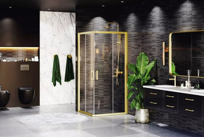 Kabina narożna kwadratowa HUPPE Classics 2 900 x 2000 mm złota szkło hartowane przezroczyste z powłoką Anti-Plaque  | C25002096322