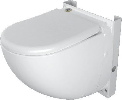 Miska WC podwieszana SANICOMPACT COMFORT SILENCE ECO+ z wbudowanym rozdrabniaczem, wolnoopadającą deską antybakteryjną oraz metalowym stelażem