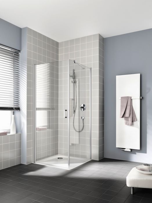 Ściana boczna KERMI ŁAZIENKI Cada XS CK TWR strona prawa 800 x 2000 mm srebro wysoki połysk szkło hartowane ESG przezroczyste z powłoką CADAClean | CKTWR08020VPK