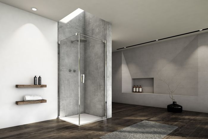 Ścianka boczna SANSWISS CADURA CAT1 800 x 2000 mm srebrna połysk szkło hartowane przezroczyste z powłoką AQUAPERLE | CAT10805007