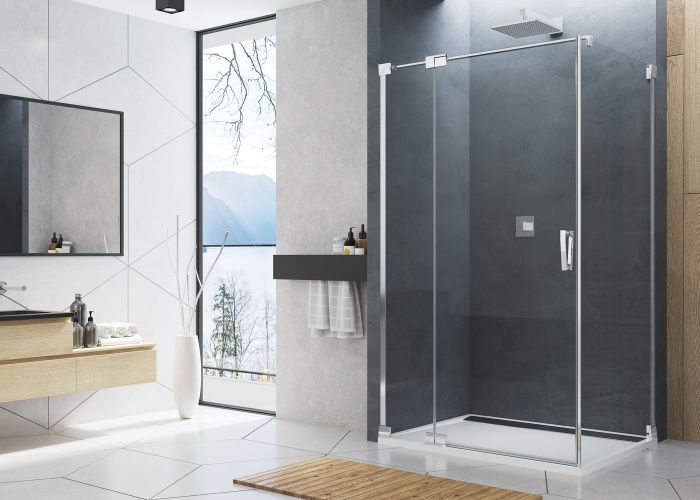 Ścianka boczna SANSWISS CADURA CAT1 1100 x 2000 mm srebrna połysk szkło hartowane przezroczyste z powłoką AQUAPERLE | CAT11105007