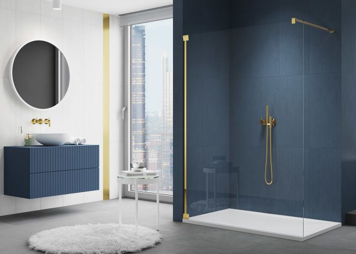 Ścianka wolnostojąca SANSWISS CADURA CAT4 900 x 2000 mm złote szkło hartowane przezroczyste z powłoką AQUAPERLE | CAT40901207